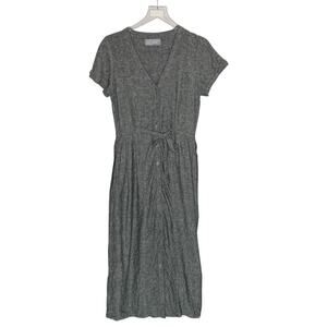 Liz Alig June Dress S Black White Chambray Button Front Belted Sustainable Linen